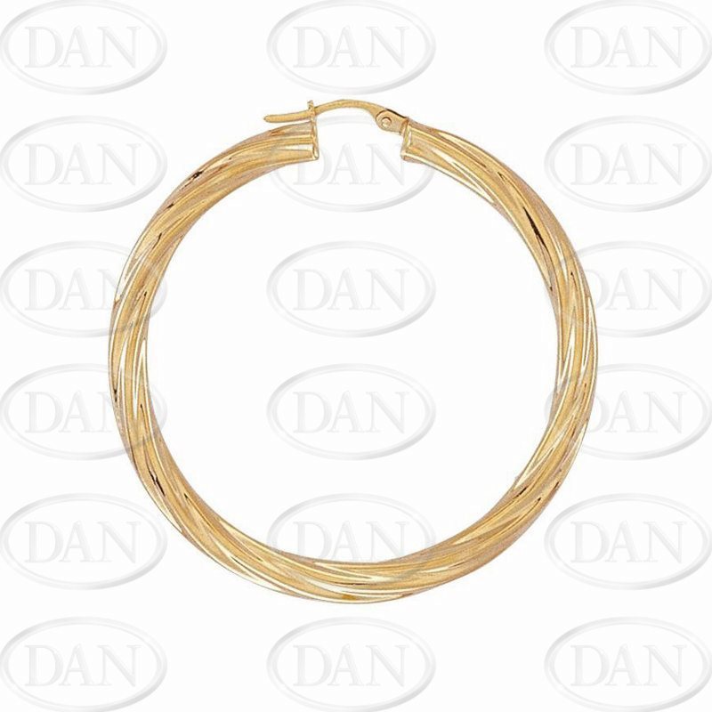 9ct YG 40mm Twist Hoop Earrings