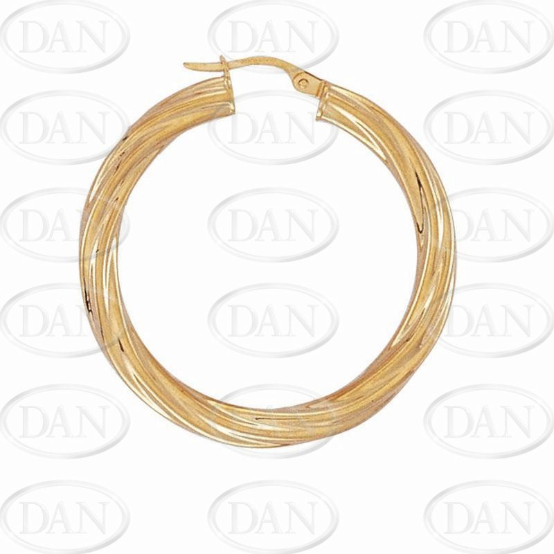 9ct YG 30mm Twist Hoop Earrings