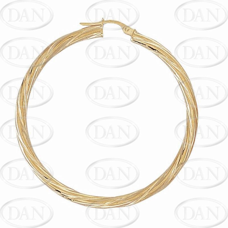 9ct YG 40mm Twist Hoop Earrings