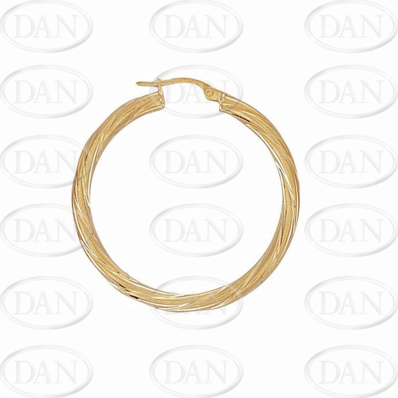 9ct YG Twist Hoop Earrings