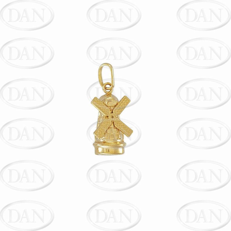 9ct Yellow Gold Windmill Hollow Charm Pendant