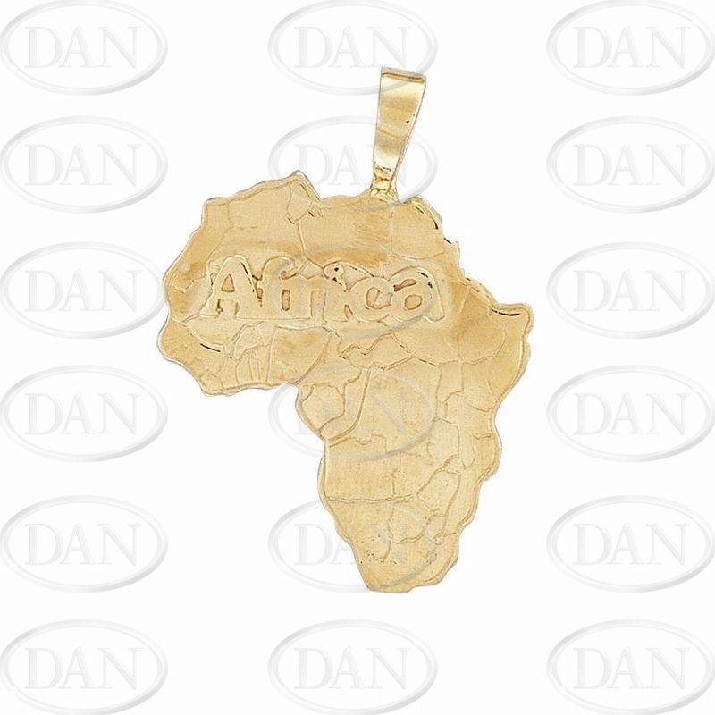 9ct YG Africa Map Pendant