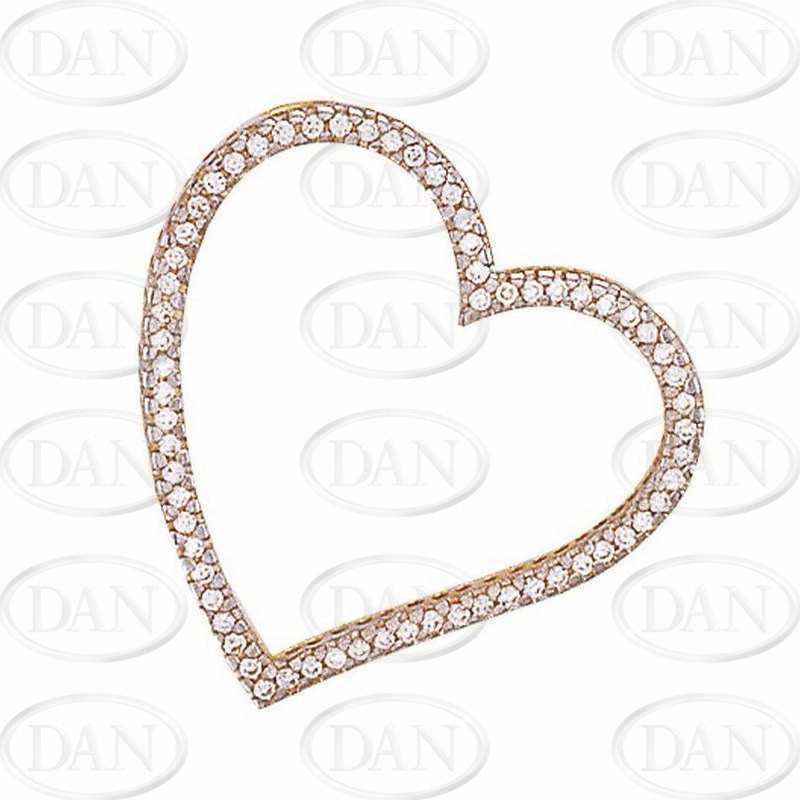 9ct Yellow Gold CZ Open Heart Pendant