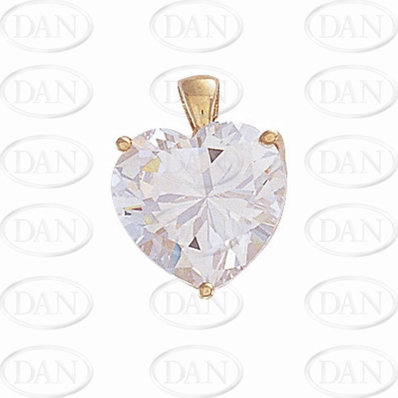 9ct Yellow Gold CZ Heart Pendant