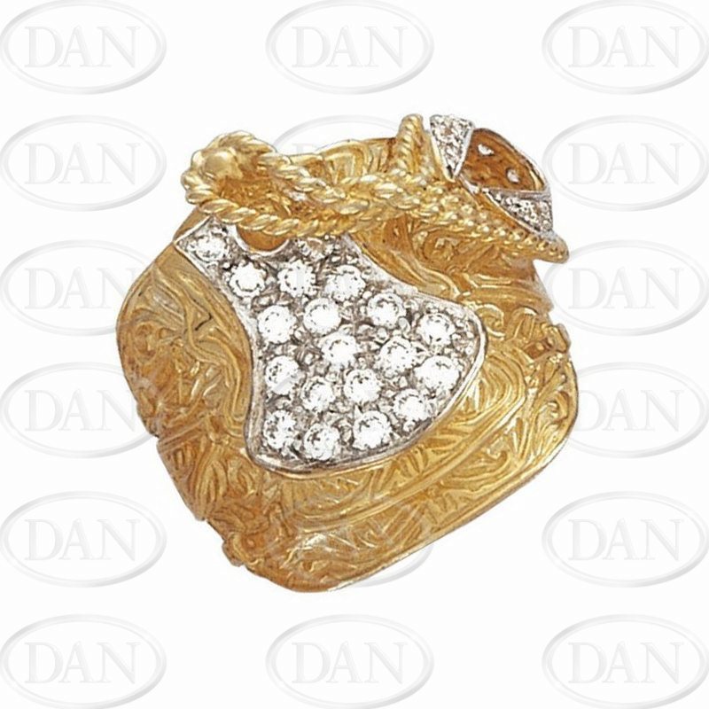 9ct YG Cz Saddle Ring