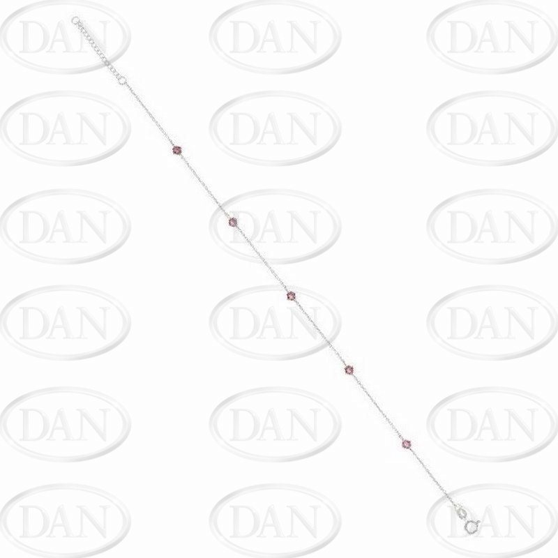 Sterling Silver Pink Crystal Charms Anklet