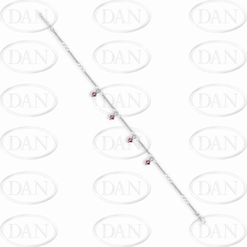 Sterling Silver Purple Crystal Drop Anklet