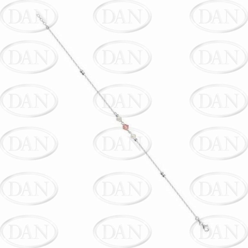 Sterling Silver White & Pink Crystal Anklet