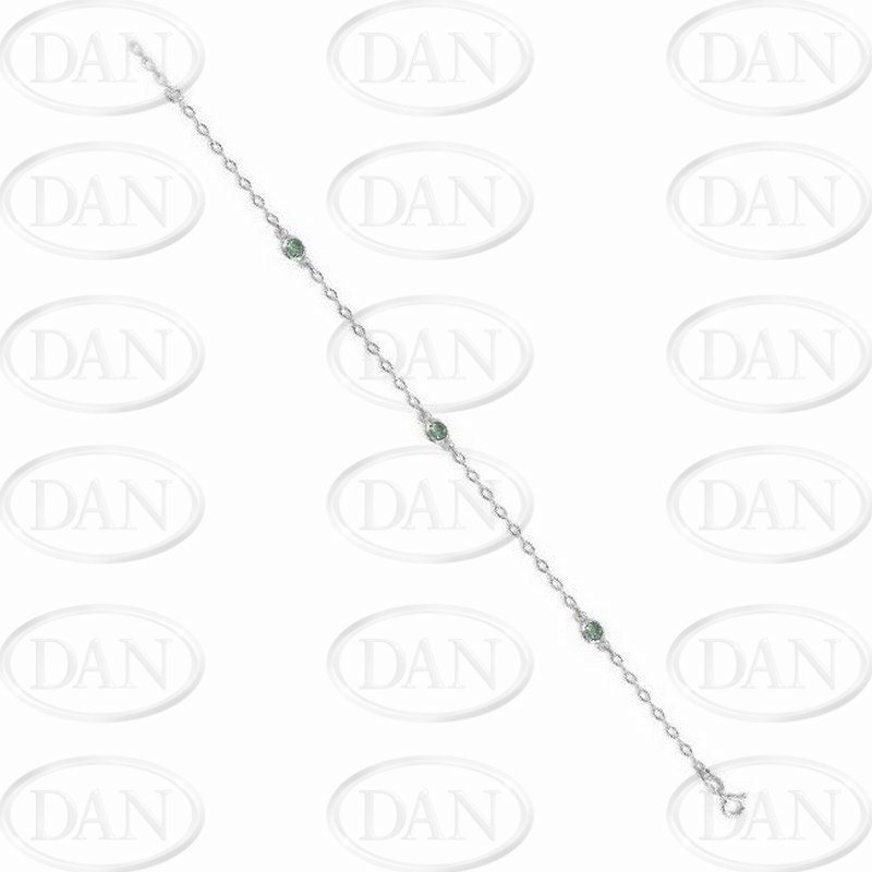 Sterling Silver Green CZ Anklet