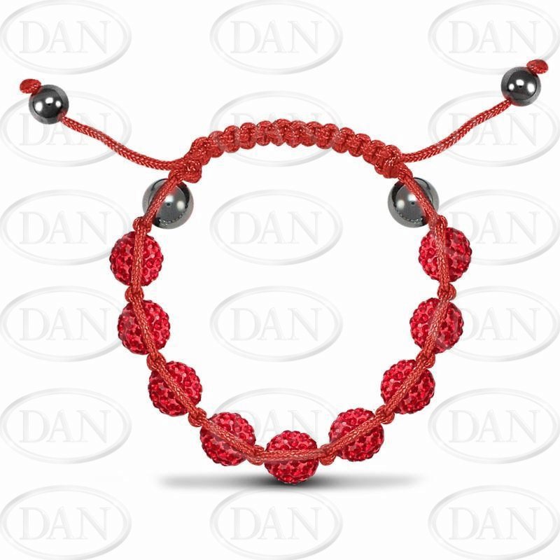 10mm Unisex Red Crystal Ball & Red String Bracelet
