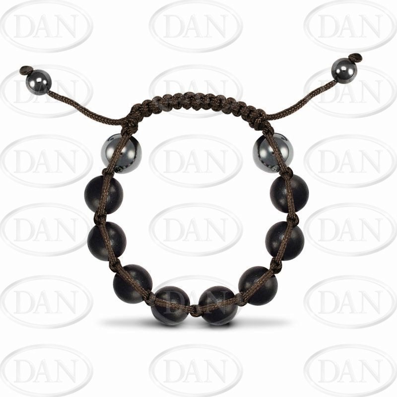 12mm Unisex Brown Wood Ball & Brown String Bracelet