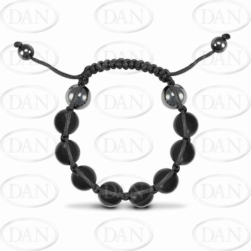 12mm Black Wood Black String Bracelet