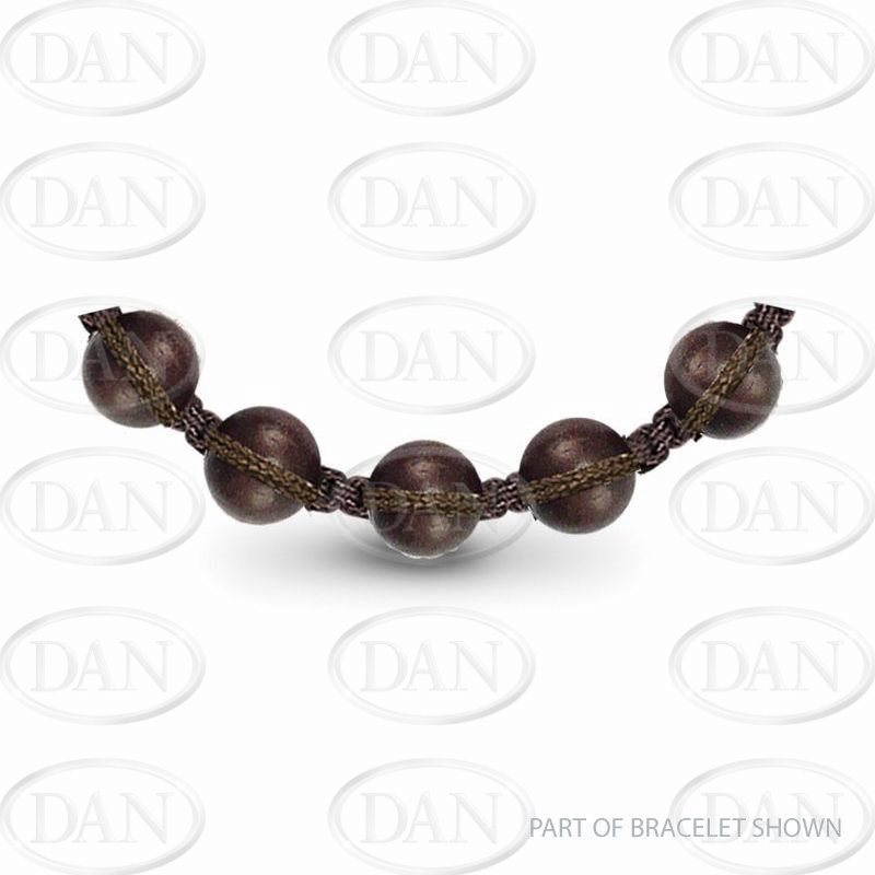 8mm Kids Brown Wood Ball & Brown String Bracelet