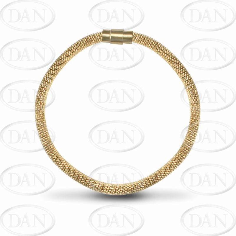 Sterling Silver Ladies Flexi Mesh Magnetic Bangle - Gold Plated