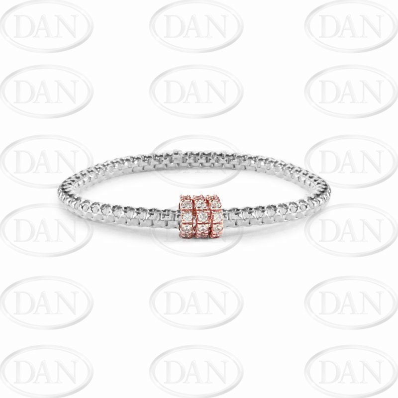 Silver Cz Fancy Ladies Bracelet Yellow