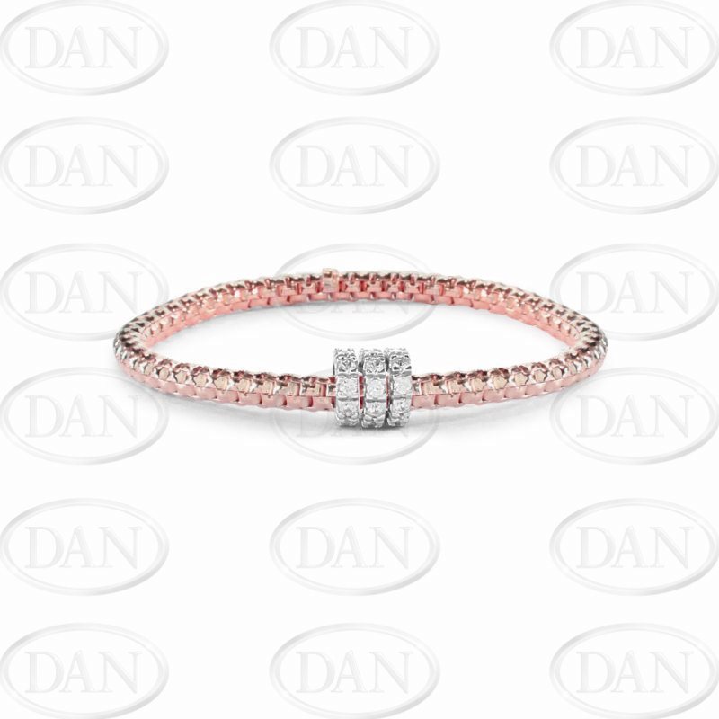 Silver Cz Fancy Ladies Bracelet Rose