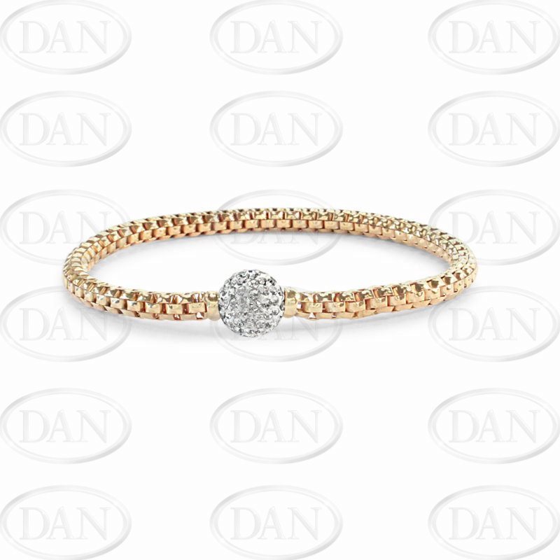 Silver Yellow Snake Bracelet 1 Crystal