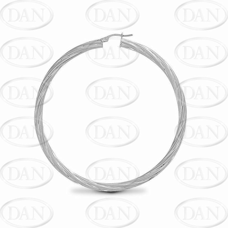 Silver Twist Earrings - 40mm