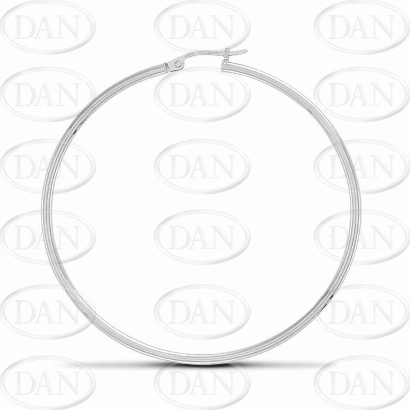 Silver Thin Hoop Earrings - 50mm