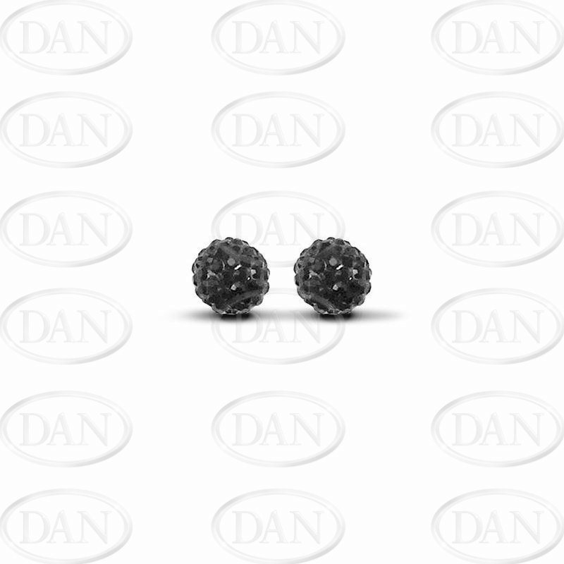 Sterling Silver 8mm Black Crystal Stud Earrings