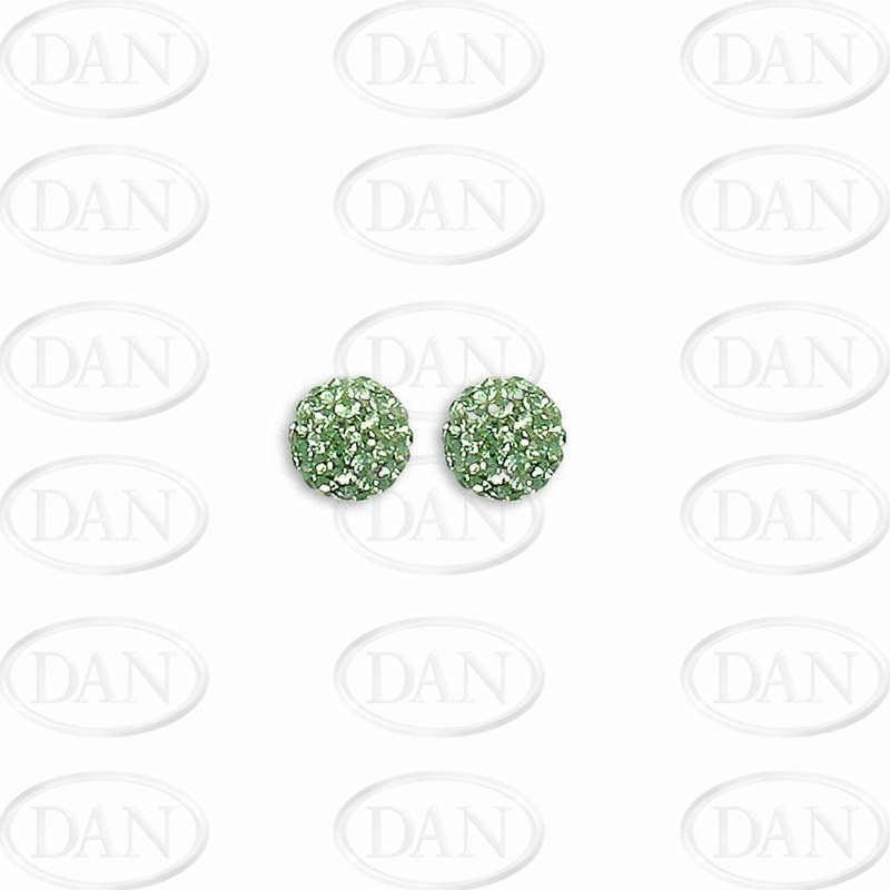 Sterling Silver 8mm Green Crystal Stud Earrings