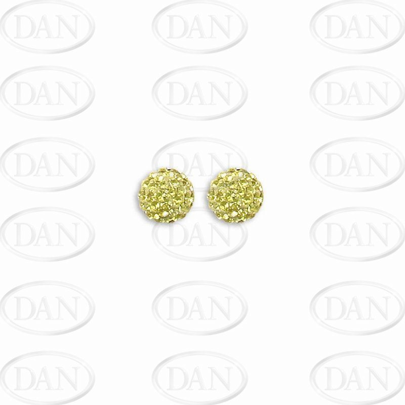 Sterling Silver 8mm Yellow Crystal Stud Earrings