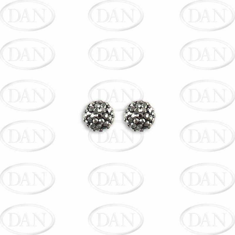 Sterling Silver 8mm Grey Crystal Stud Earrings