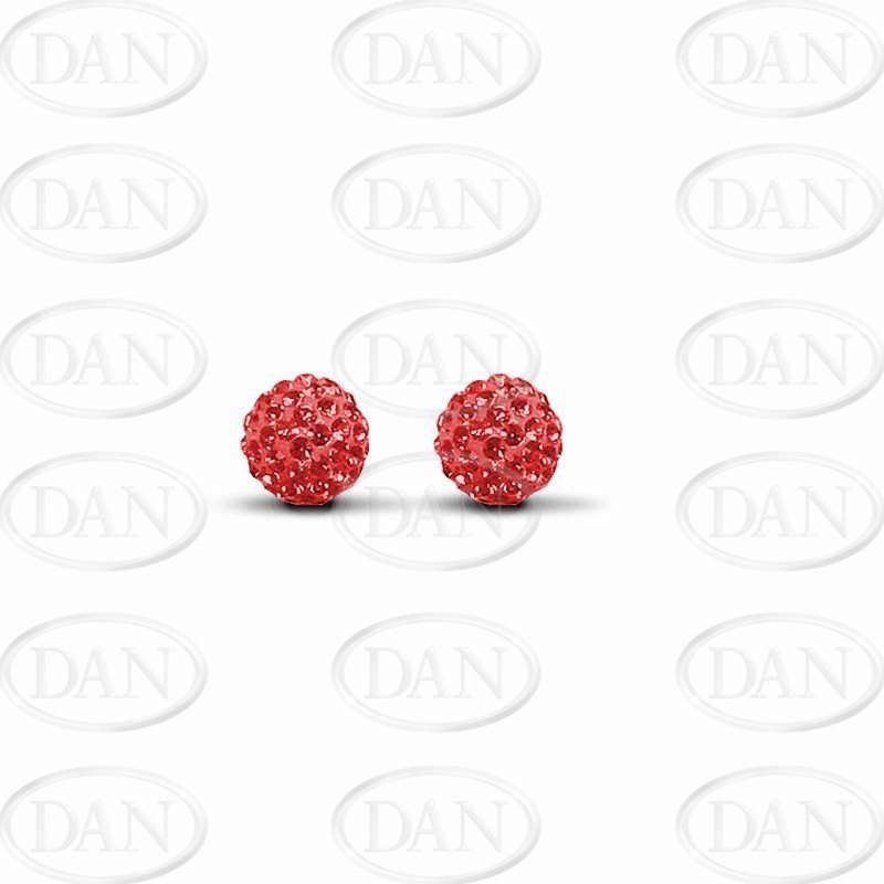 Sterling Silver 8mm Red Crystal Stud Earrings