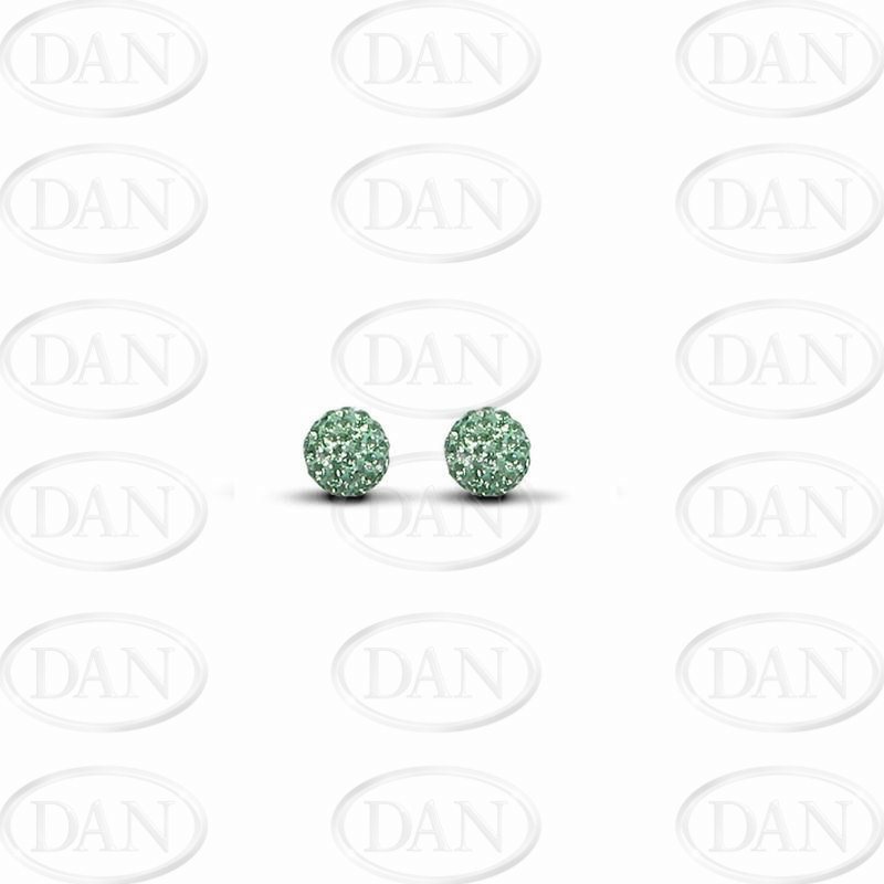 Sterling Silver 6mm Green Crystal Stud Earrings