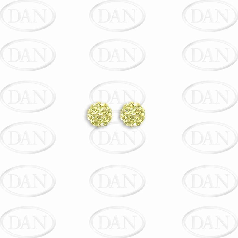 Sterling Silver 6mm Yellow Crystal Stud Earrings