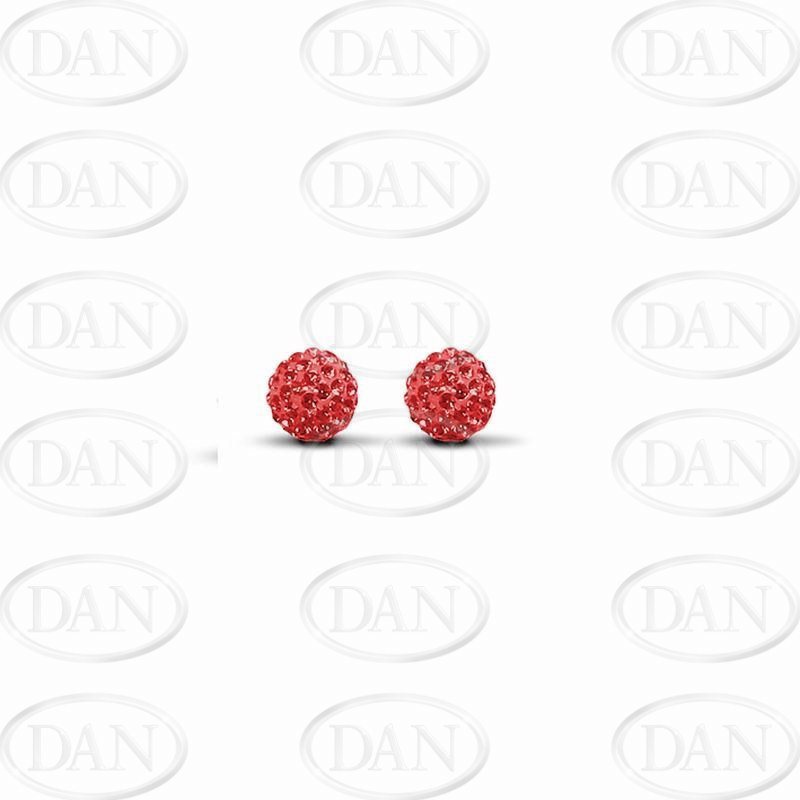 Sterling Silver 6mm Red Crystal Stud Earrings