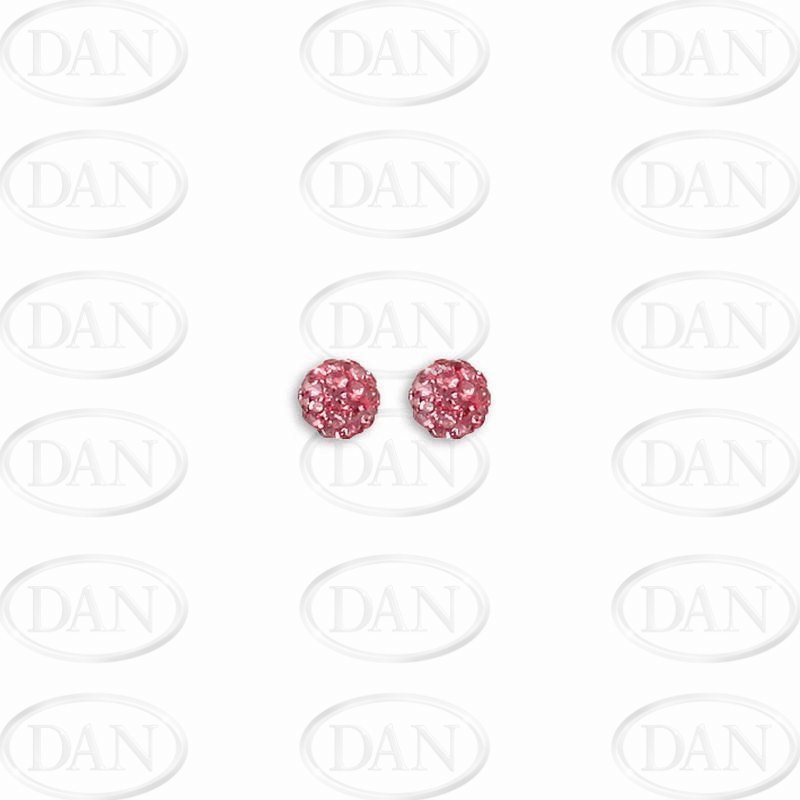 Sterling Silver 6mm Pink Crystal Stud Earrings
