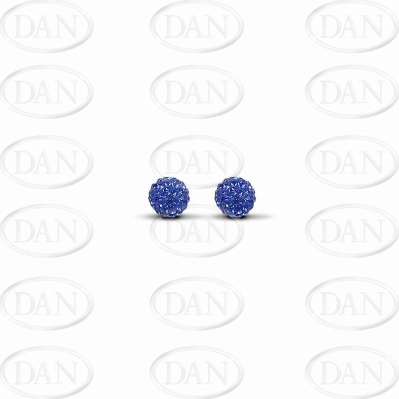 Sterling Silver 6mm Blue Crystal Stud Earrings