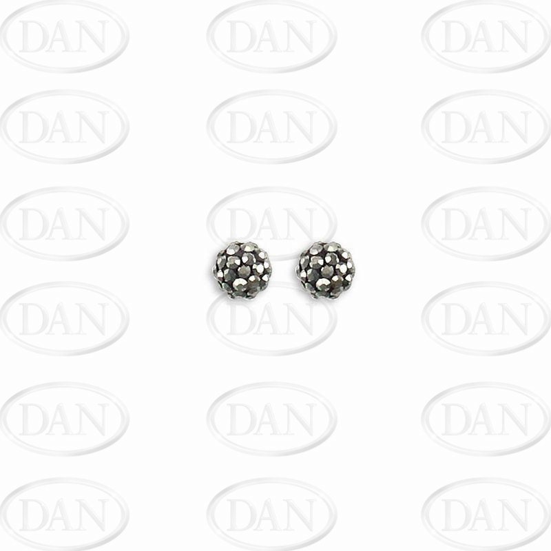 Sterling Silver 6mm Grey Crystal Stud Earrings