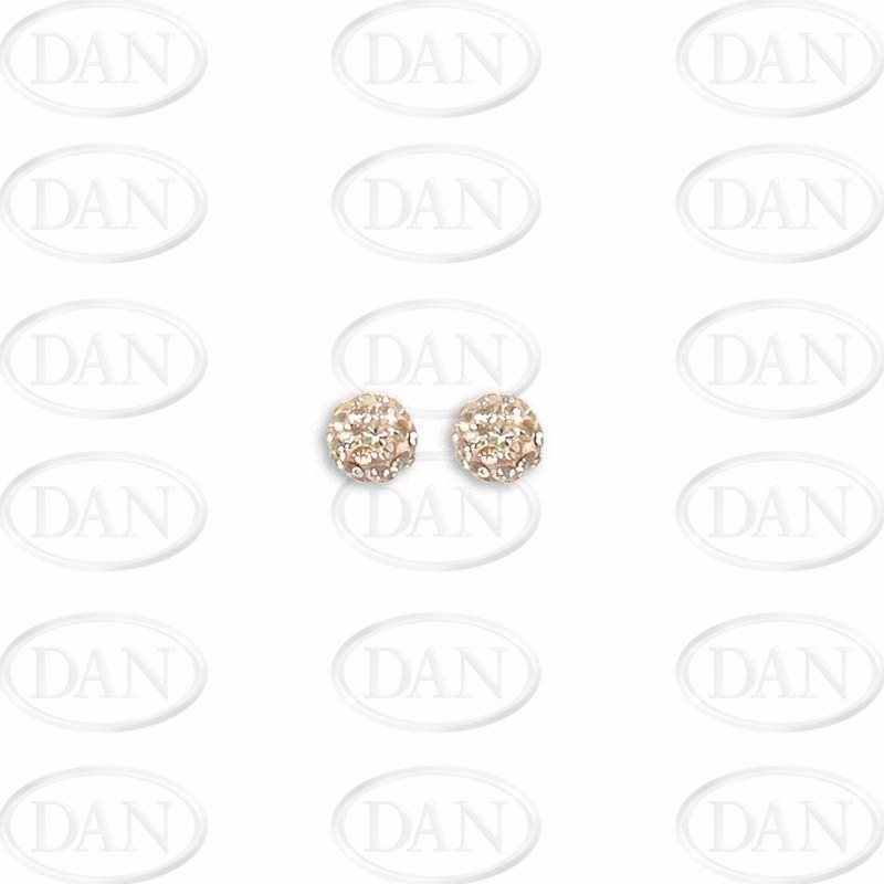 Sterling Silver 6mm Champagne Crystal Stud Earrings