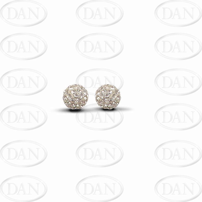 Sterling Silver 8mm Champagne Crystal Stud Earrings