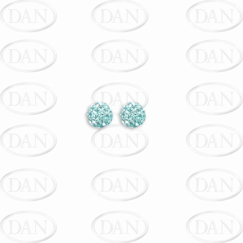 Sterling Silver 6mm Baby Blue Crystal Stud Earrings