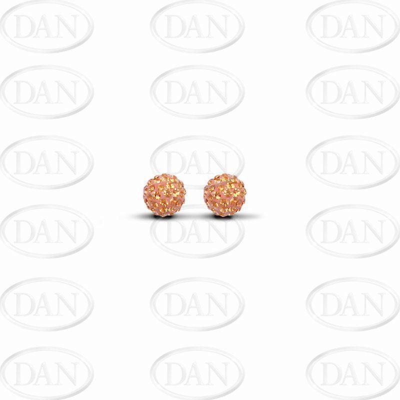 Sterling Silver 6mm Orange Crystal Stud Earrings