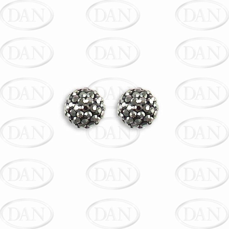Sterling Silver 10mm Charcoal Crystal Stud Earrings