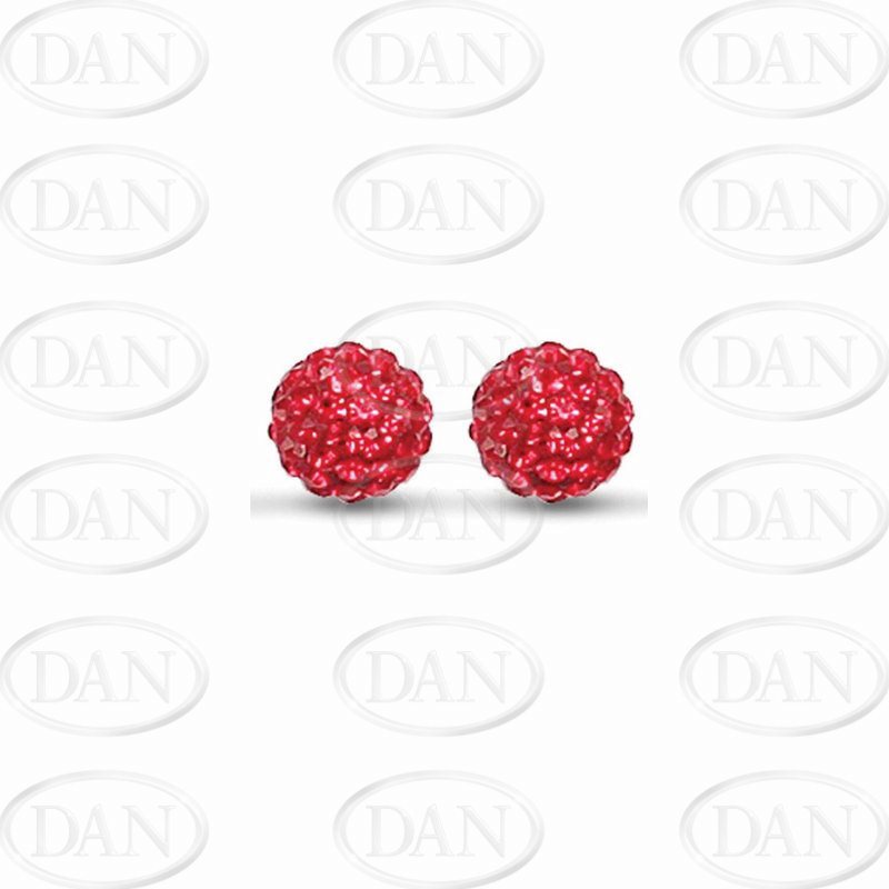 Sterling Silver 10mm Red Crystal Stud Earrings