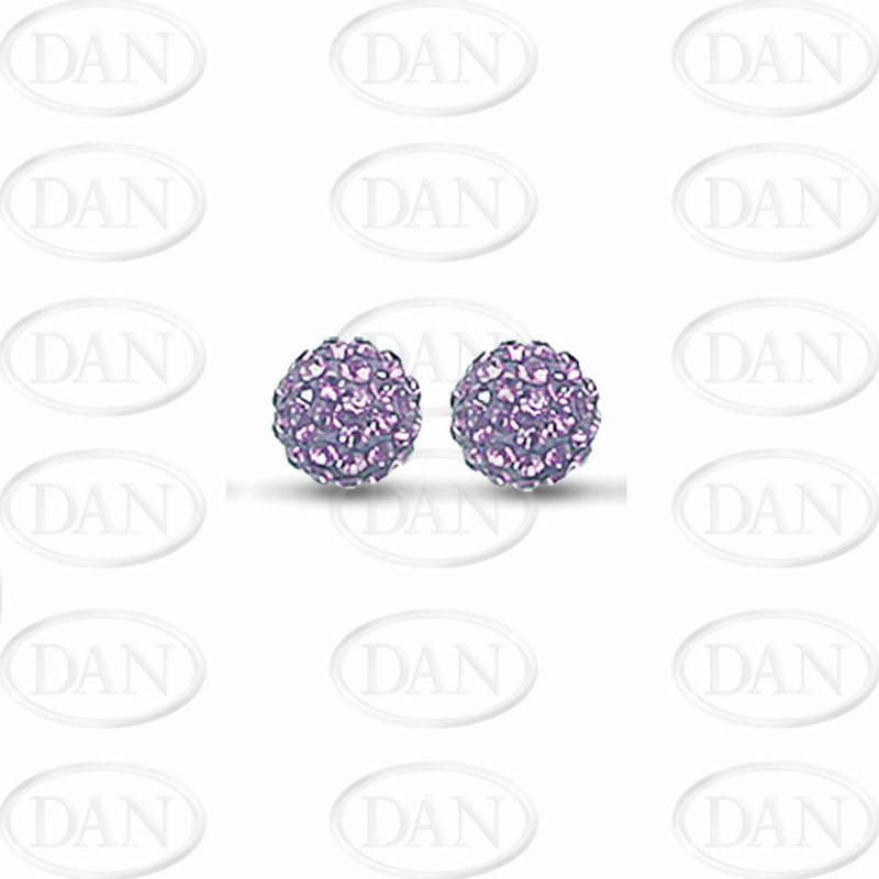 Sterling Silver 10mm Lilac Crystal Stud Earrings