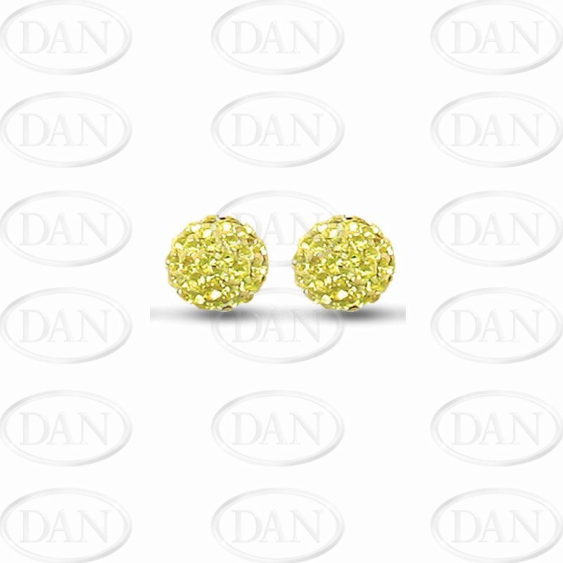 Sterling Silver 10mm Yellow Crystal Stud Earrings