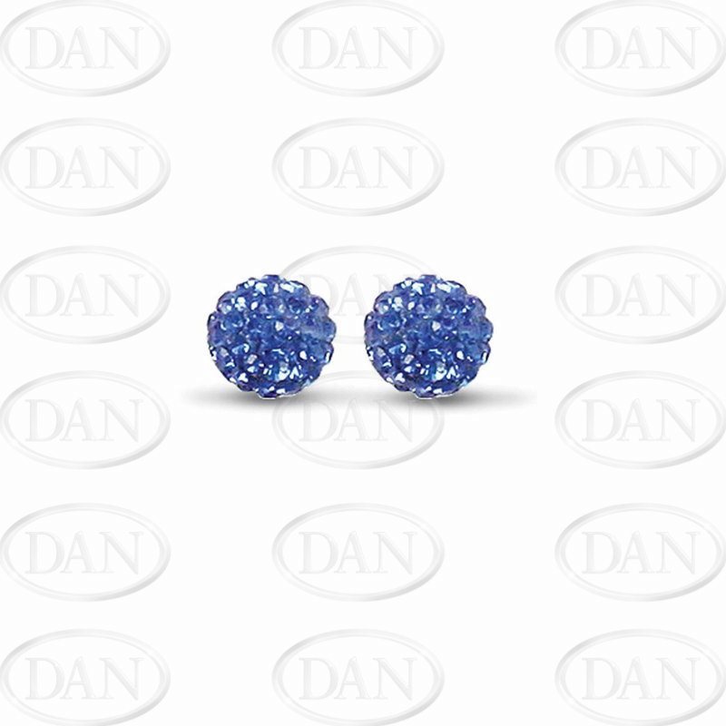 Sterling Silver 10mm Blue Crystal Stud Earrings
