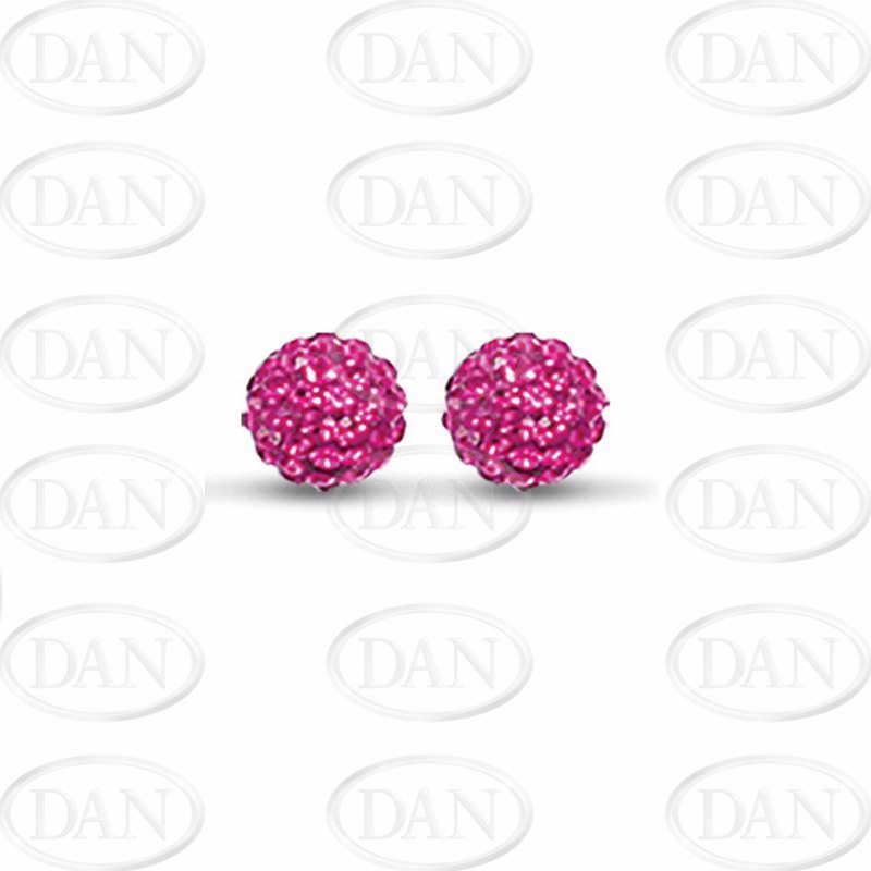 Sterling Silver 10mm Fuschia Crystal Stud Earrings