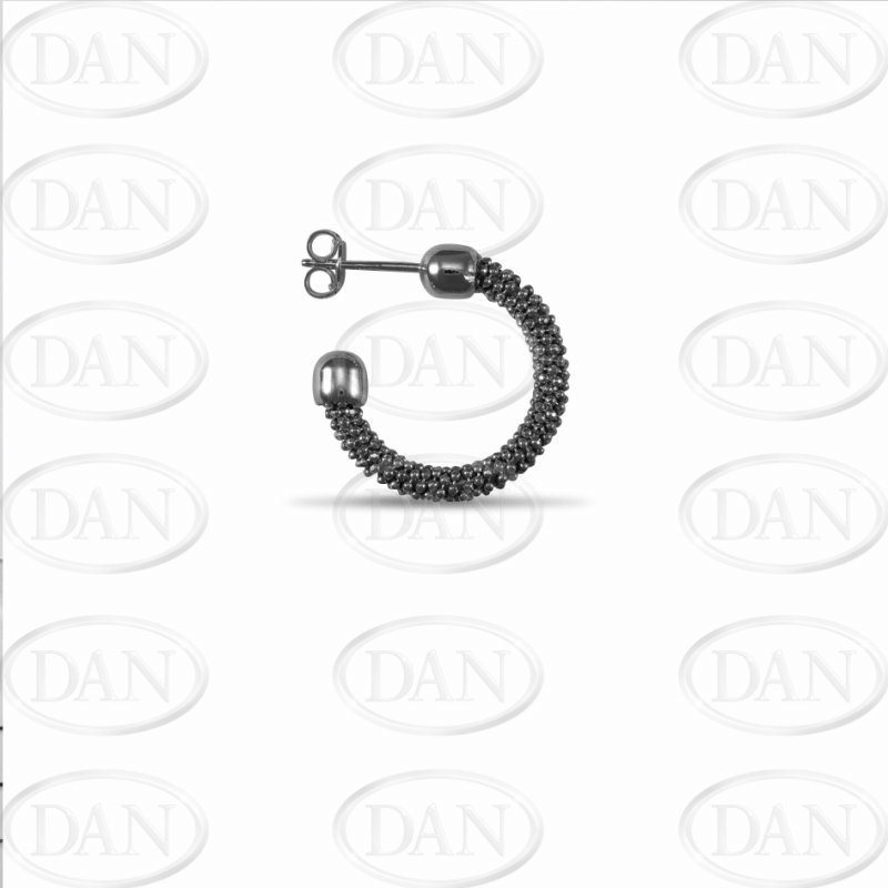 Silver Black Mesh Earrings