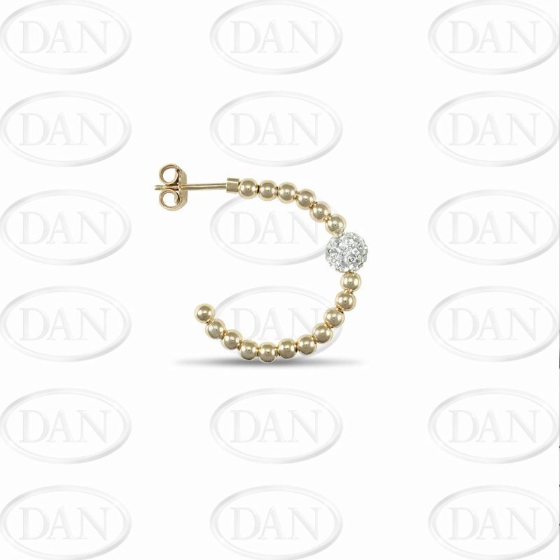 Gold Colour 6mm Cz Ball Hoop Earrings
