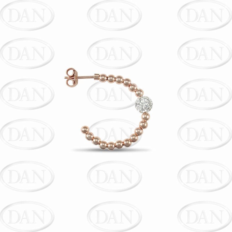 Rose Colour Cz Ball Hoop Earrings