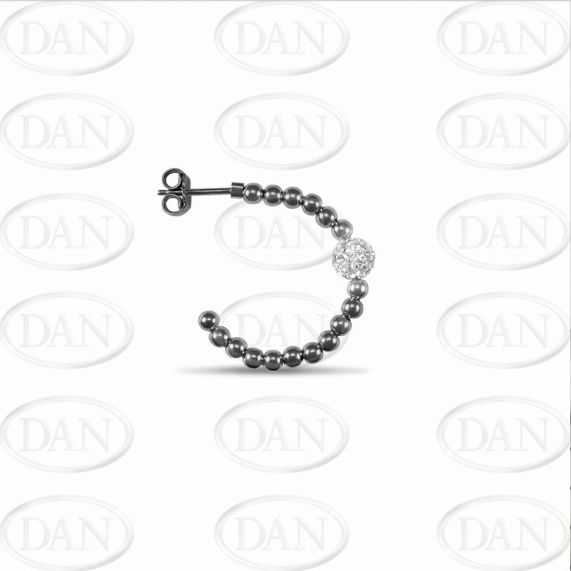 Black Rhodium Cz Ball Hoop Earrings