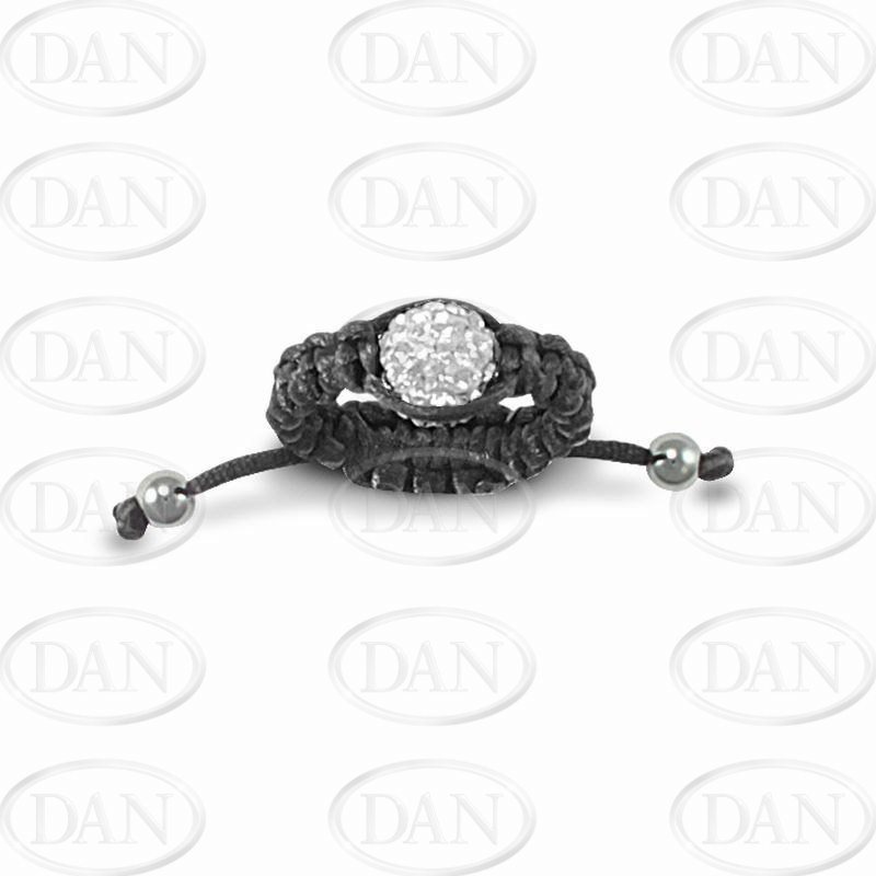 8mm White Crystal Ball Adjustable Ring