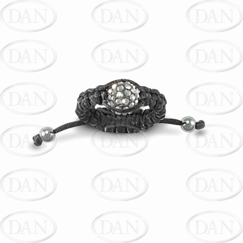 8mm Charcoal Crystal Ball Adjustable Ring